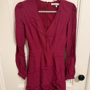 Lovers + Friends Long Sleeve Dress in Deep Pink
